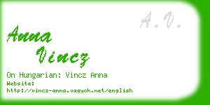 anna vincz business card